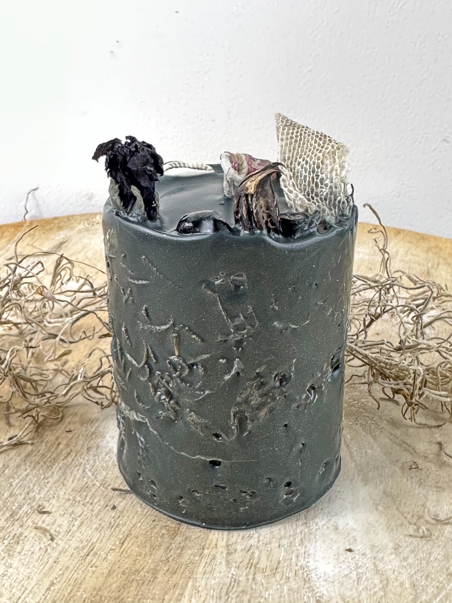 Schlangenhaut Kerze Moos/Schwarz