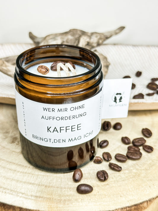 Kerze mit Kaffee Sprüche